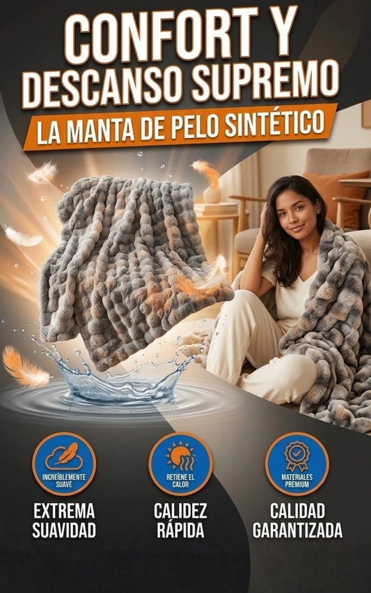 COBIJA PREMIUM ULTRA SUAVE TIPO PIEL DE CONEJO