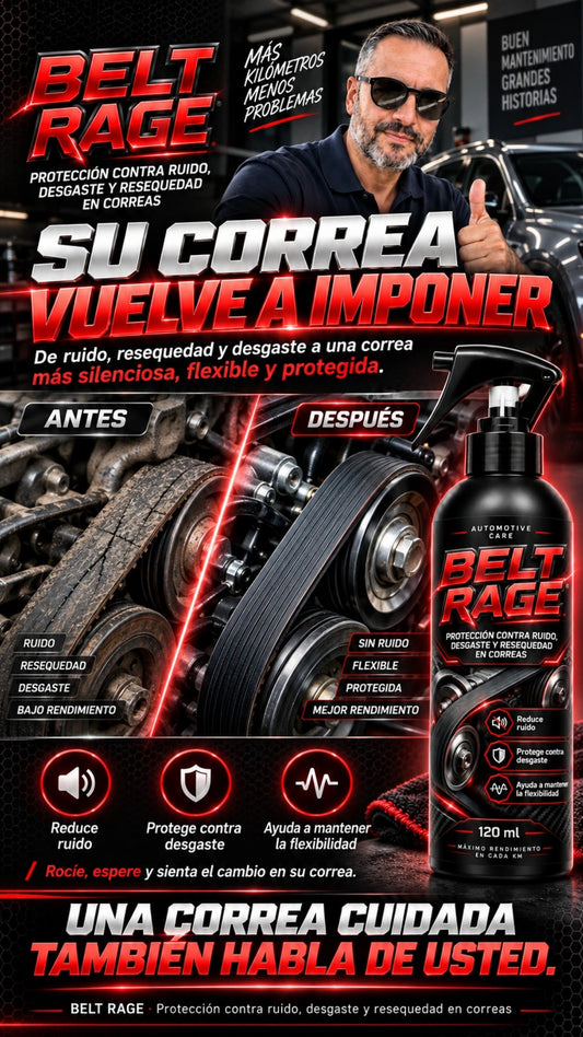 BELT RAGE – PROTECCIÓN CONTRA RUIDO, DESGASTE Y RESEQUEDAD EN CORREAS