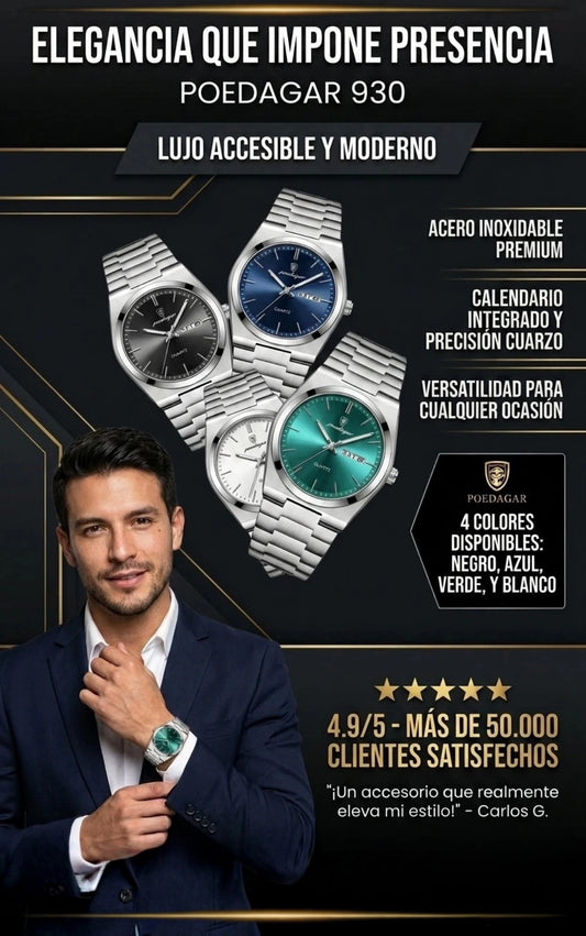 POEDAGAR 930 - RELOJ MODERNO SOFISTICADO PARA USO DIARIO