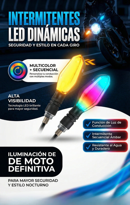 FlashRide RGB – DIRECCIONALES LED CON 27 MODOS DINÁMICOS Y EFECTO PROYECCIÓN (Cada Combo Incluye 2 Direccionales)