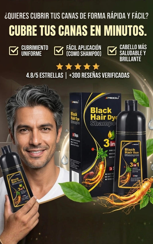 Shampoo Hair Dye - TINTE CAPILAR 3 EN 1 CUBRE CANAS FÁCIL