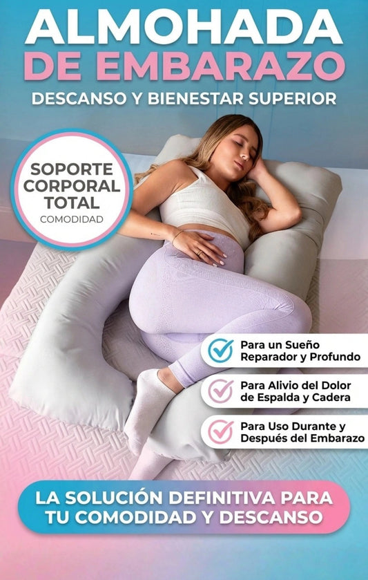 MamiRelax Pro – ALMOHADA CORPORAL EN U PARA EMBARAZO Y DESCANSO