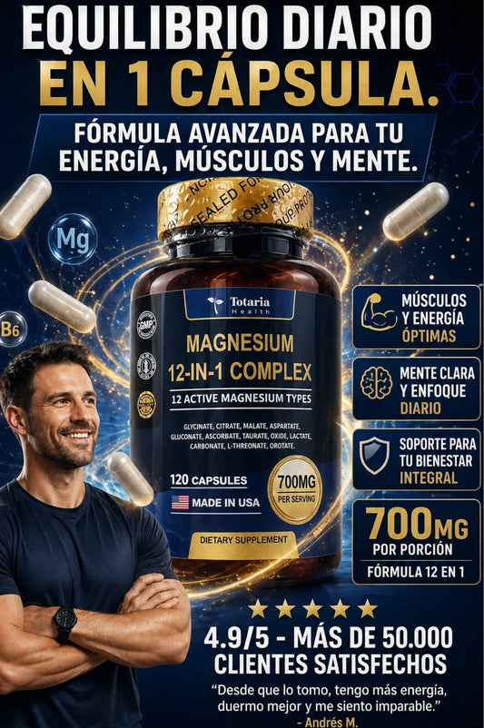 Magnesium 12in1 Complex – FÓRMULA COMPLETA PARA BIENESTAR Y RENDIMIENTO DIARIO